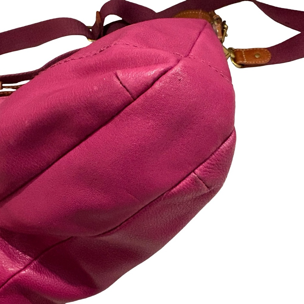 Vtg Fossil Magenta Hobo Double Strap Hobo Pebbled Leather Shoulder Crossbody Bag - Picture 6 of 16